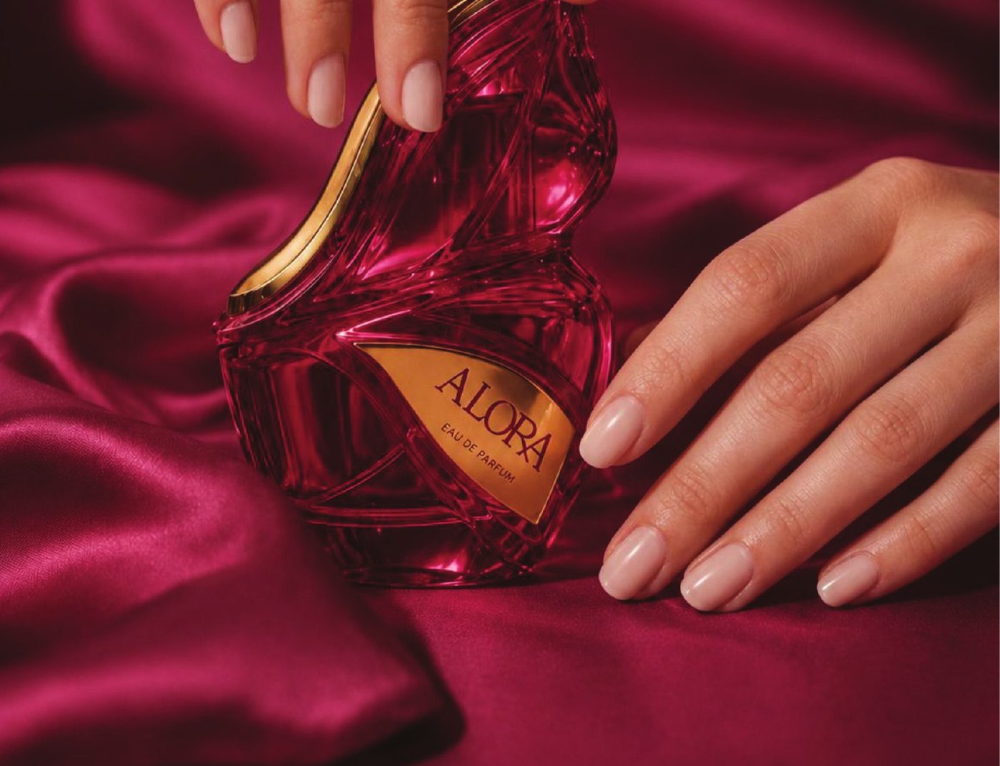 Alora bottle on crimson silk