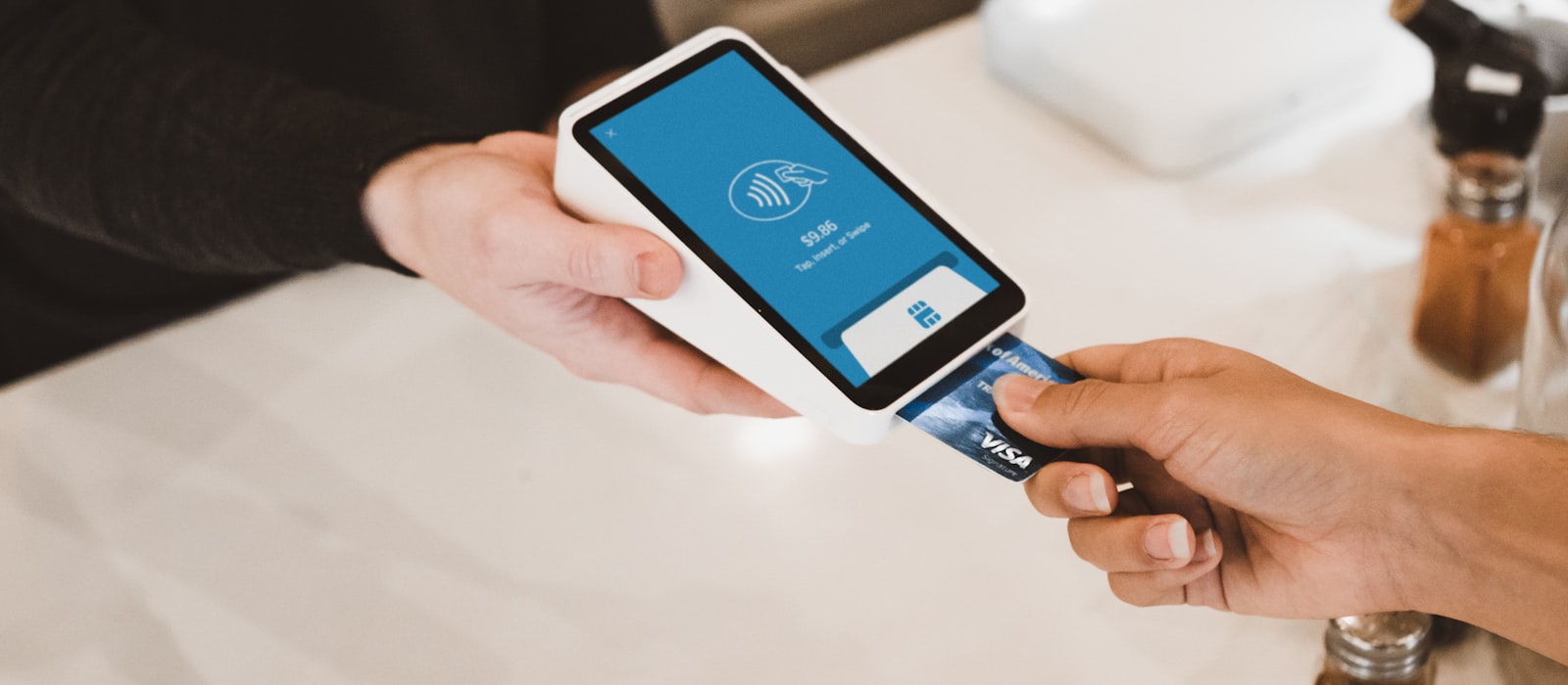A contactless card payment on a mobile payment terminal