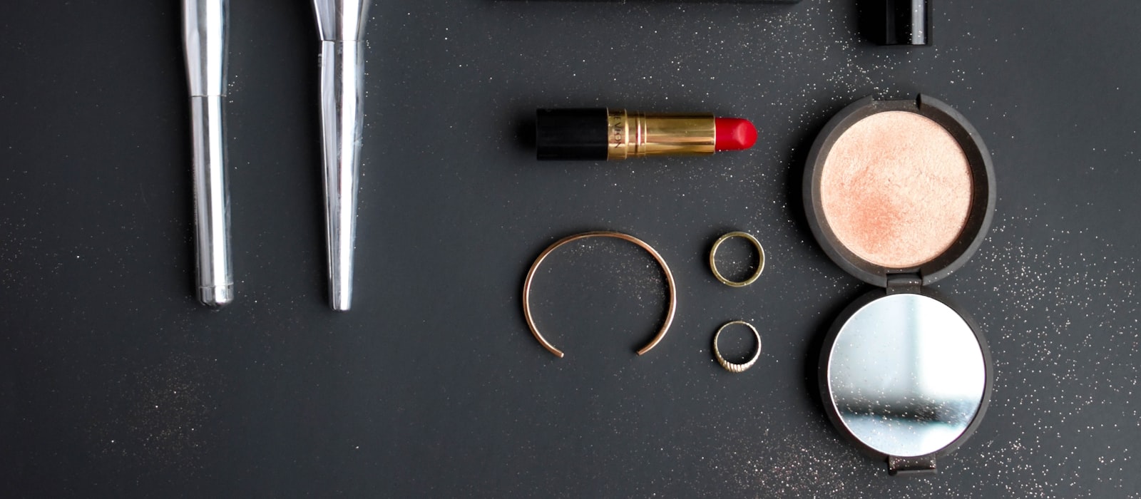 An assortment of product samples arranged on a surface
